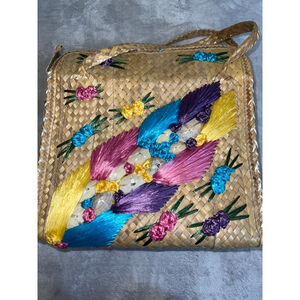 Women's VTG Straw Beach Bag Multicolor Seashells